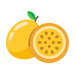 Flat Design Passion Fruit Illustration with Cross Section View