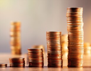 stack of coins decreasing in size beside an increasing stack of coins