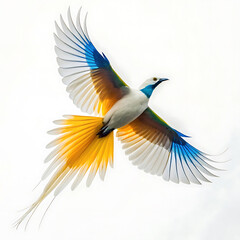 Obraz premium Majestic Bird in Flight Vibrant Plumage and Graceful Wings