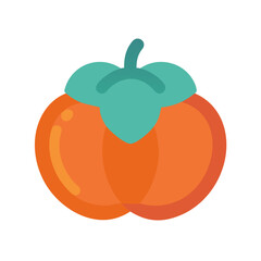 Isolated Persimmon Illustration with Flat Design on Black Background