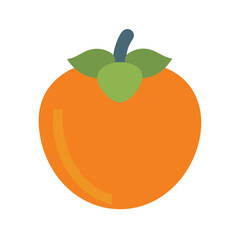 Flat illustration of a ripe persimmon fruit on black