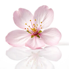 Delicate Pink Blossom Close-up of a Beautiful Flower with Reflection