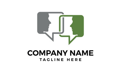 Man and woman speech bubbles. messaging Logo design art and illustration.