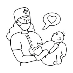 Newborn baby vector outline illustrations. EPS 10 file