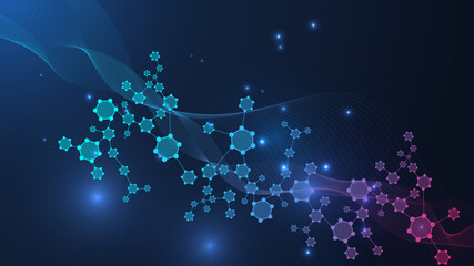 Modern health care abstract background with lines, dots and hexagons. Medical innovation banner template concept. Vector illustration.