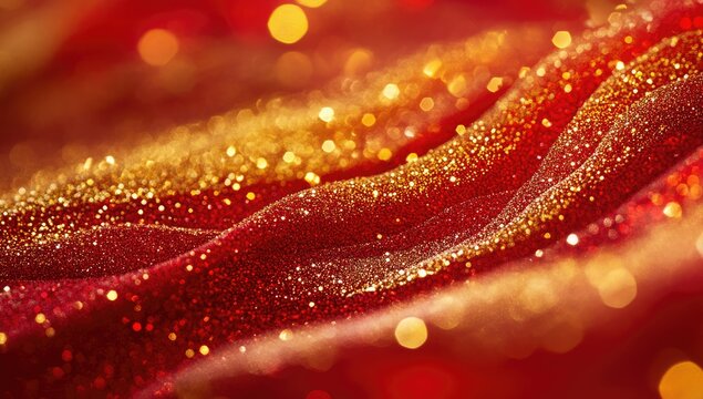 Fototapeta Abstract wavy texture in warm red and gold tones. creating a sense of movement and depth. ideal for backgrounds or artistic projects