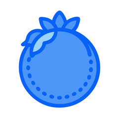 Stylized flat vector blueberry icon isolated on black background