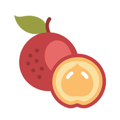 Stylized image of fresh whole and half of plum