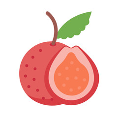 Stylized passion fruit illustration with cross section on black