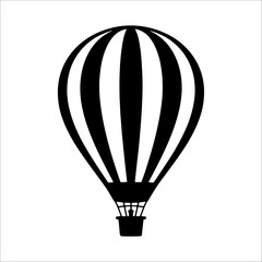 Naklejka premium Hot air balloon silhouette icon isolated on white background. Travel adventure flight symbol graphic.