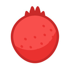 Stylized red pomegranate fruit illustration on a black background