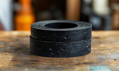 Black textured material rolls