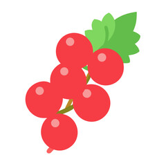 Illustration of a vibrant red currant bunch with leaves