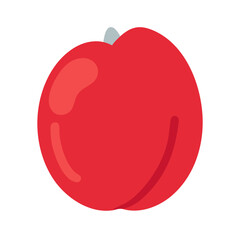 Vibrant red plum illustration against a simple black backdrop