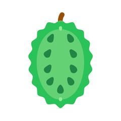 Flat illustration of an organic green bitter melon isolated