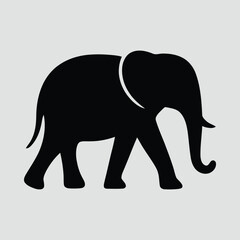 Elephant Walking with Curved Trunk and Strong Legs Vector Illustration