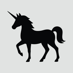 Unicorn Standing Majestically Silhouette Minimal Style Vector Illustration