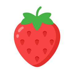 Isolated strawberry illustration on black background. Simple fruit design.