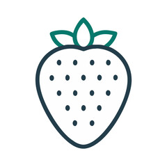 Stylized strawberry illustration on black background for designs