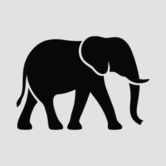 Elephant Walking with Curved Trunk and Strong Legs Vector Illustration