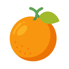 Isolated orange fruit with stem and leaf illustration