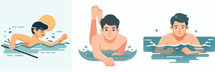 vector of a young man swimming