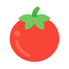 Stylized ripe tomato illustration isolated on black background