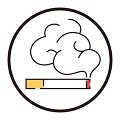 Smoking zone line icon vector isolated. Simple symbol of a cigarette with a smoke. Tobacco sign. Unhealthy addiction. Smoking allowed.
