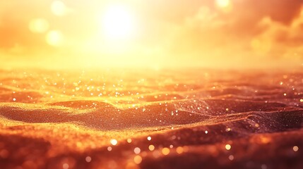 Sunset over golden sand beach