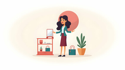 Fototapeta premium Flat Creating compelling beauty retail strategies that integrate digital marketing and innovative store design to build consumer loyalty and amplify brand presence in competitive markets in Simple fl