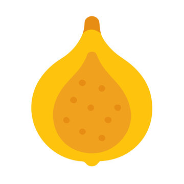 Flat yellow fig illustration on a plain black background