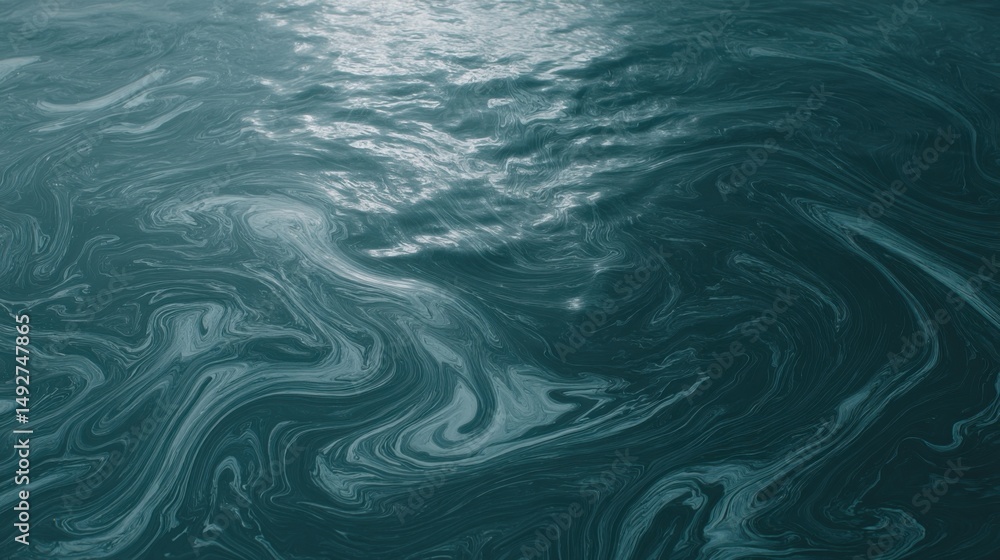 Poster abstract water surface with swirling patterns and light reflections aerial view nature background oc