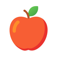 Stylized Red Apple with Green Leaf on Black Background