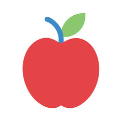 Stylized red apple with stem and leaf on black