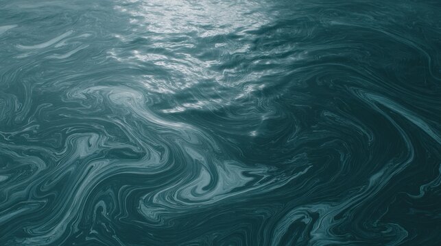 Abstract water surface with swirling patterns and light reflections aerial view nature background ocean texture