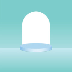 3D Podium Blue Simple With Background Gradient For Product Business