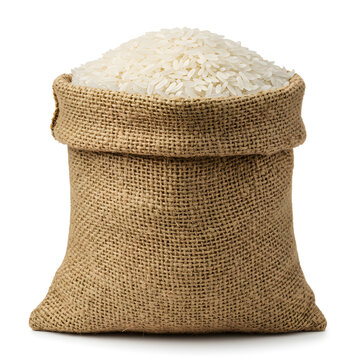 Rice in Burlap Sack, Grain, Food