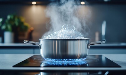 Boiling water pot on gas stove