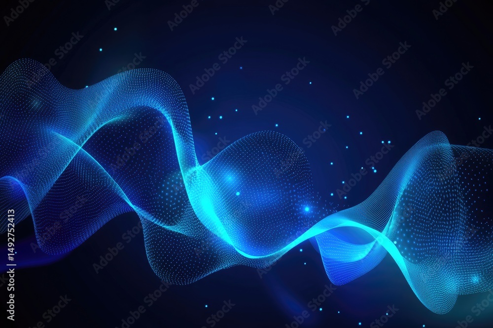 Poster a mesmerizing abstract background featuring flowing waves of deep blue and vibrant cyan. creating a 