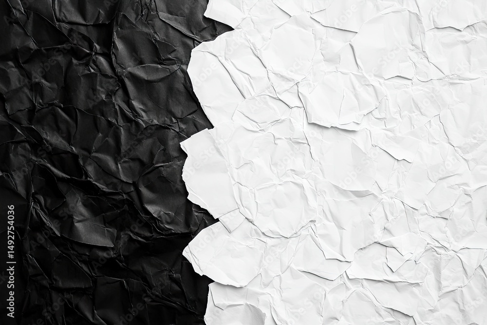 Poster crumpled white paper texture showcasing intricate folds and shadows. ideal for backgrounds. design e
