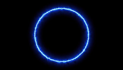 Electric blue circle display digital art abstract design dark background high contrast visual impact