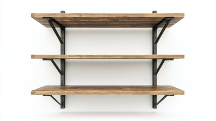 Industrial-style shelves isolated on white background