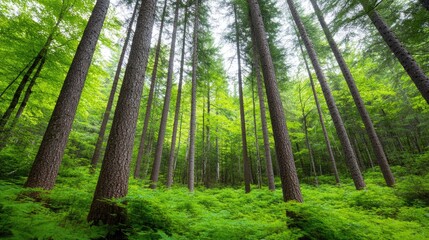 Fototapeta premium Forest canopy green trees nature