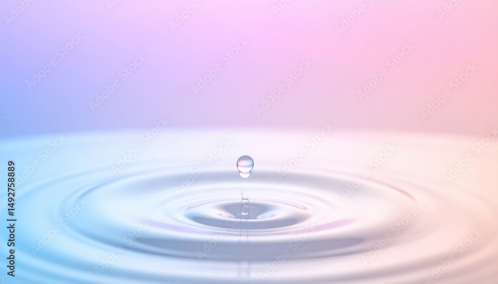 Poster rippling water droplet action in serene environment abstract digital art calm color palette close-up