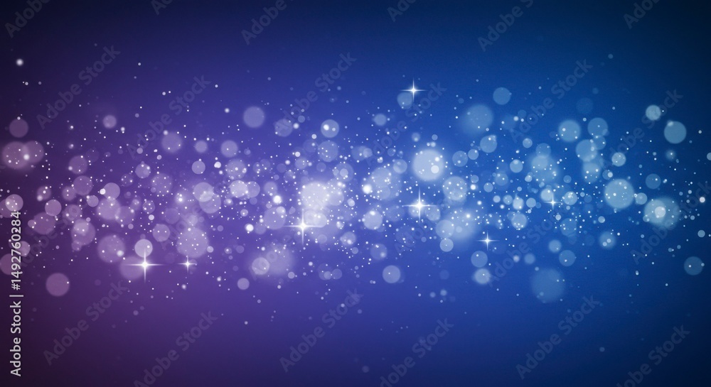 Poster abstract background with a gradient of purple and blue, featuring blurred lights and bokeh effect, c