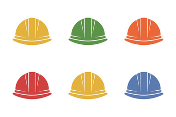 Colorful hard hats for construction safety workers