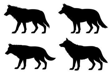 Wolf silhouette vector images of wild animals pack