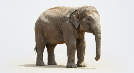 Naklejka premium Grace in Grey: Elephant on a White Background