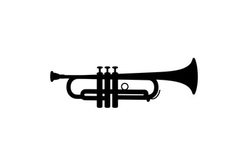 Obraz premium Trumpet musical instrument silhouette vector image