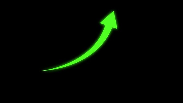 Growing business arrow on black. Profit arow .Business concept, growing chart. Concept of sales symbol icon with arrow moving up. Economic Arrow With Growing Trend,4k video